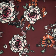 Artsy Roses Burgundy/Orange/White Techno Crepe