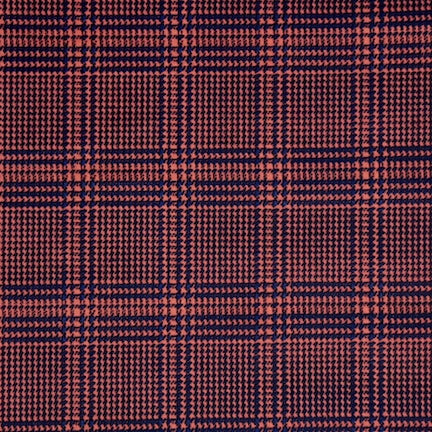 Fine Plaid Navy/Orange Techno Fabric